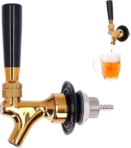 5Pcs Adjustable Beer Faucet Tap for Kegs - 8mm/0.31in Brass Connector with 304 Stainless Steel Interior - Perfect for Home Brew, Bars, Restaurants & Hotels - Reduces Foam & Bubbles in Kuwait