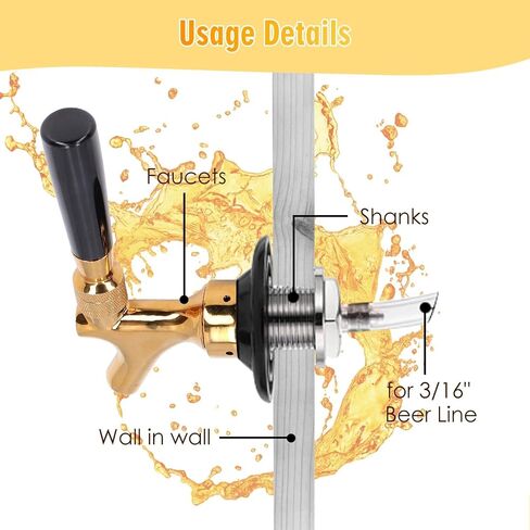 5Pcs Adjustable Beer Faucet Tap for Kegs - 8mm/0.31in Brass Connector with 304 Stainless Steel Interior - Perfect for Home Brew, Bars, Restaurants & Hotels - Reduces Foam & Bubbles in Kuwait