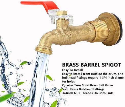 Quarter Turn Brass Rain Drum Spigot Easy Install Faucet for Water Tanks Pools, 1/2 Inch Valve, Durable Material, Wide Application in Kuwait