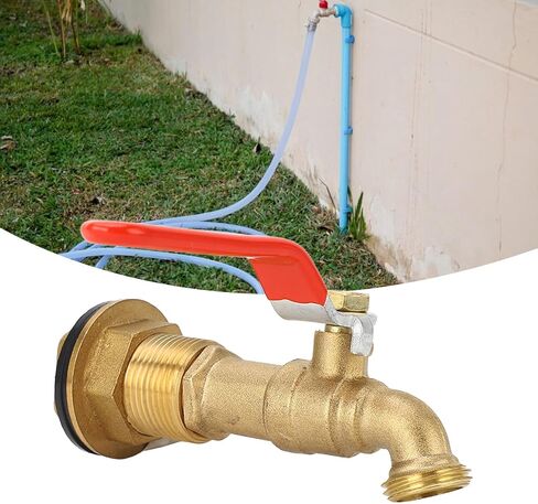 Quarter Turn Brass Rain Drum Spigot Easy Install Faucet for Water Tanks Pools, 1/2 Inch Valve, Durable Material, Wide Application in Kuwait