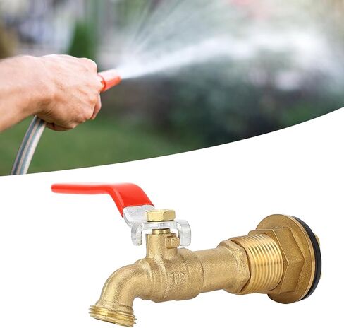 Quarter Turn Brass Rain Drum Spigot Easy Install Faucet for Water Tanks Pools, 1/2 Inch Valve, Durable Material, Wide Application in Kuwait