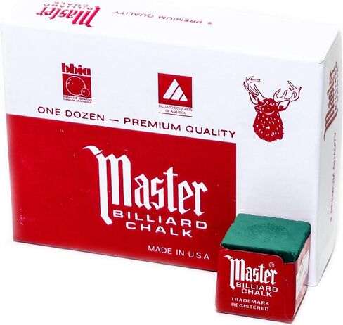 Master Billiard Pool Chalk, Pack of 144 Cubes, Spruce, with Protective Box - Professional Billiards Chalk for Smooth, Even Coating on Cue Tip - Pool Table Accessories Gifts for Men in Kuwait