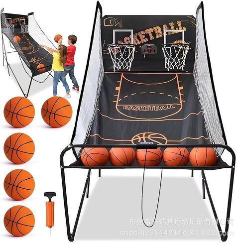 Folding Electronic Scoring Basketball Arcade Game,Double Basketball Shooting Machine,Double Shot Portable Hoop Stand,with Scoreboard (B) in Kuwait