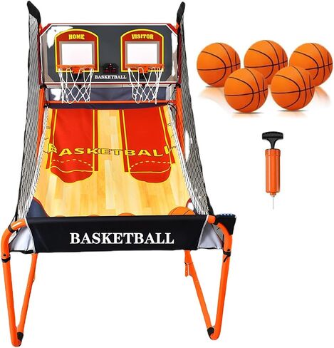 Folding Electronic Scoring Basketball Arcade Game,Double Basketball Shooting Machine,Double Shot Portable Hoop Stand,with Scoreboard (B) in Kuwait