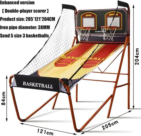 Folding Electronic Scoring Basketball Arcade Game,Double Basketball Shooting Machine,Double Shot Portable Hoop Stand,with Scoreboard (B) in Kuwait