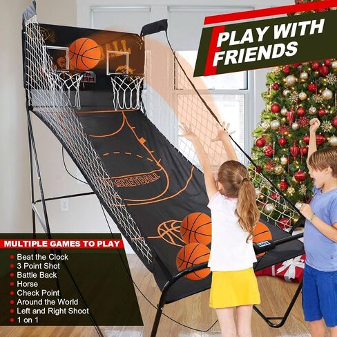 Double Basketball Shooting Machine,Folding Home Basketball Shooting Machine Rack,Basketball Arcade Game,for All Basketball Sports Enthusiasts in Kuwait