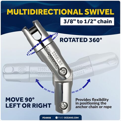 Five Oceans Marine Anchor Swivel Connector, 316 Stainless Steel Heavy Duty Boat Chain Swivel – Premium Polished Finish, Corrosion Resistant, High Load Capacity in Kuwait