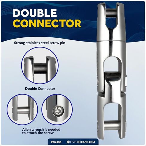 Five Oceans Marine Anchor Swivel Connector, 316 Stainless Steel Heavy Duty Boat Chain Swivel – Premium Polished Finish, Corrosion Resistant, High Load Capacity in Kuwait