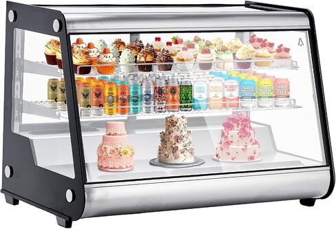 Commercial Display Refrigerator 6.5 Cu Ft, Countertop Refrigerated Display Case with LED Lighting for Bakery, Cafe, 110V/176W in Kuwait