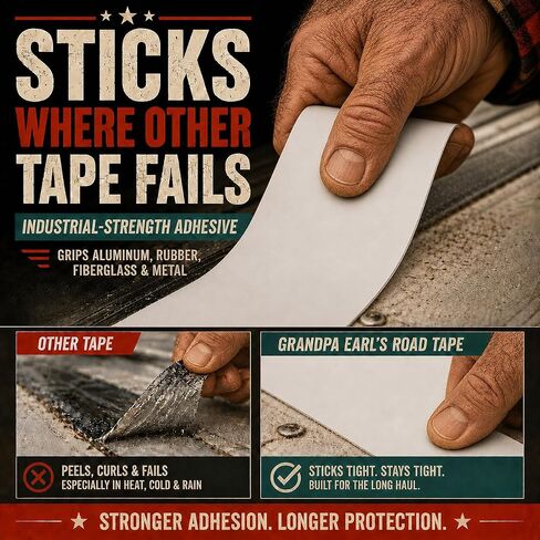 Grandpa Earl's Road Tape – Butyl Seal Repair Tape for RV Roofs – 4" x 50' Waterproof Roof Leak Sealant Tape | UV Resistant, Heat Cold Durable, Industrial & RV Roof Tape in Kuwait