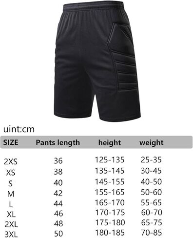 Qianly Goalkeeper Compression Shorts with Flexible Waist Thigh Padding Soccer Shorts Sponge Construction Multi Layer Padding Suitable for, 3XL in Kuwait