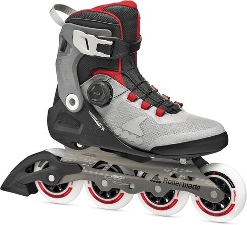 حذاء تزلج مضمن للياقة البدنية من Rollerblade Macroblade 90 BOA® للرجال، باللون الأسود/الرمادي/الأحمر، حذاء تزلج مضمن للأداء in Kuwait