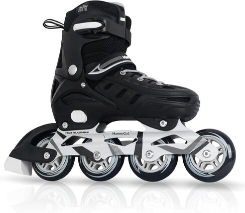 MammyGol Adults Adjustable Inline Skates, Durable Roller Skates with Giant Wheels, High Performance Professional Skates for Men Women Youth Men US Szie 9-11.5 Black in Saudi Arabia