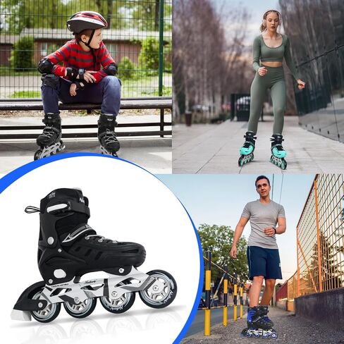 MammyGol Adults Adjustable Inline Skates, Durable Roller Skates with Giant Wheels, High Performance Professional Skates for Men Women Youth Men US Szie 9-11.5 Black in Saudi Arabia