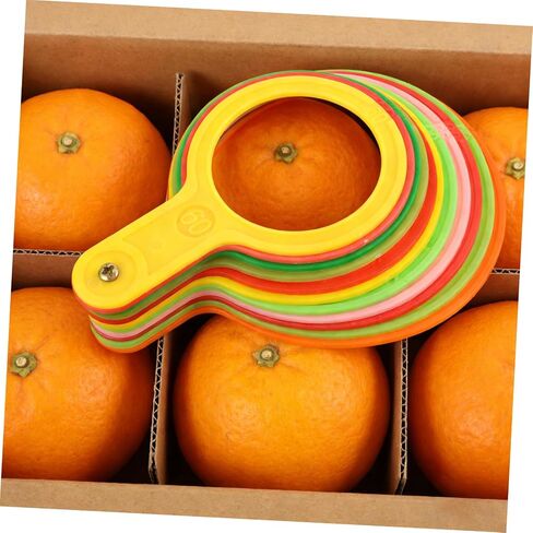 Toddmomy Fruit Grading Circle Diameter Ruler for Citrus Oranges and Peaches, Plastic Fruit Measurement Sizing Gauge 60-110mm with 11 Thickened Rings, Kitchen and Farm Use Random Color in Kuwait