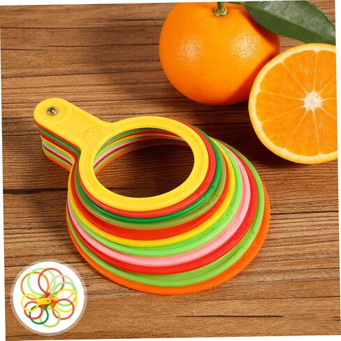 Toddmomy Fruit Grading Circle Diameter Ruler for Citrus Oranges and Peaches, Plastic Fruit Measurement Sizing Gauge 60-110mm with 11 Thickened Rings, Kitchen and Farm Use Random Color in Kuwait