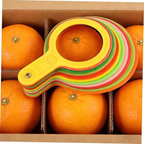 أداة قياس قطر فاكهة Alipis ودائرة تحجيم للبرتقال الحمضي، مقياس تصنيف بلاستيكي 60-110 مم مع 11 حلقة سميكة للبستان والسوق، لون عشوائي in Kuwait