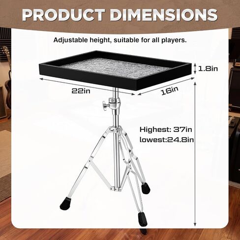 Lewtemi 22 x 16 Inch Percussion Table Adjustable Trap Table, Black in Kuwait