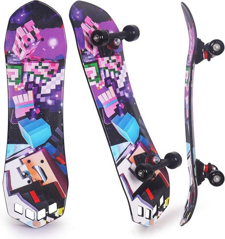 Nattork 27"x 8" Complete Skateboard for Beginners Youth Teens Kids Boys or Girls with Plastic Deck ABEC 7 Bearings in Kuwait