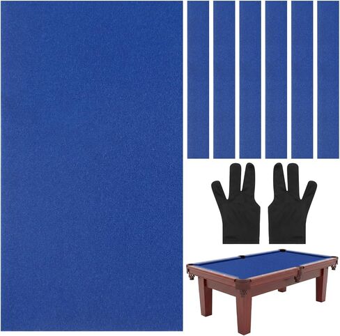 Pool Table Felt, 8FT Pool Table Felt Replacement Kit with 2 High-Elastic 3-Finger Gloves,Billiard Pool Table Cloth with 6 Rail Strips, High-Density Felt for Pool Table for Home Clubs Bars Indoor Games in Kuwait