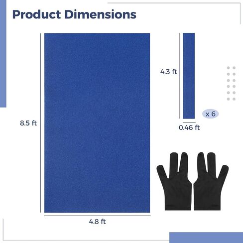 Pool Table Felt, 8FT Pool Table Felt Replacement Kit with 2 High-Elastic 3-Finger Gloves,Billiard Pool Table Cloth with 6 Rail Strips, High-Density Felt for Pool Table for Home Clubs Bars Indoor Games in Kuwait