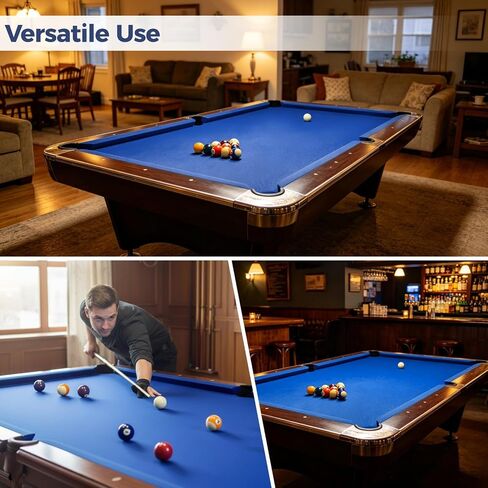 Pool Table Felt, 8FT Pool Table Felt Replacement Kit with 2 High-Elastic 3-Finger Gloves,Billiard Pool Table Cloth with 6 Rail Strips, High-Density Felt for Pool Table for Home Clubs Bars Indoor Games in Kuwait