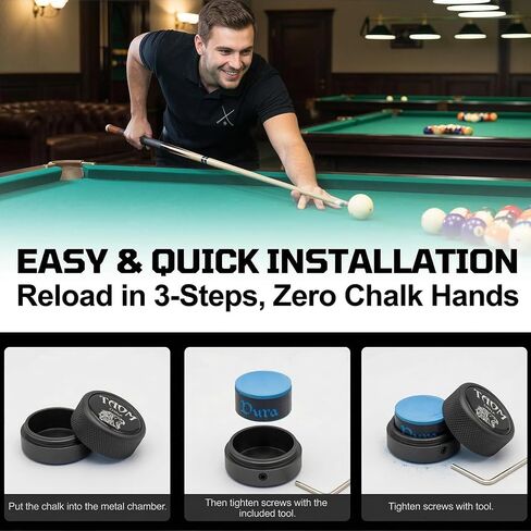 MUCHIN Magnetic Chalk Holder（TAOM Compatible） - Professional Aluminum Pool Chalk Case for Round Chalk (TAOM V10/Pyro/2.0) | Portable Billiard Snooker Accessories | (Chalk Not Included) in Saudi Arabia