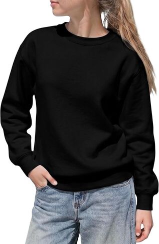 GIVON Women's Regular Fit Crewneck Sweatshirt Cotton 100% Soft French Terry Fabric Trendy Casual Basic Relaxed Tops in Kuwait