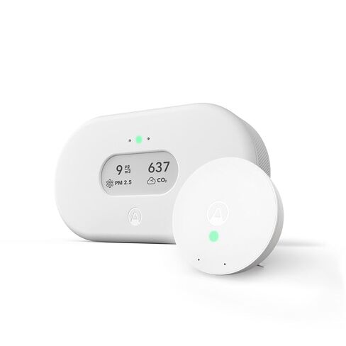 Airthings View Plus & Wave Mini - مراقب جودة الهواء متعدد الغرف مع PM 2.5، ثاني أكسيد الكربون، المركبات العضوية المتطايرة، كاشف الرطوبة ودرجة الحرارة، تطبيق الهاتف المحمول، واي فاي، التنبيهات والإشعارات in Kuwait