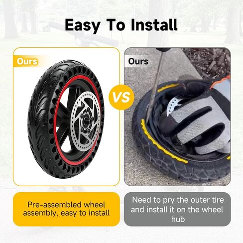 استبدال مجموعة عجلة سكوتر 8.5 × 2 لـ Gotrax GXL V2 GL2 XR Rival APEX MAX Hi-boy S2 V2 M365 E-scooter، 8.5 بوصة 8 1/2x2 إطار قرص العسل الصلب مع حافة 110 مم جزء دوار الفرامل in Kuwait