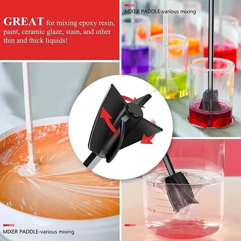 Reusable Paint Mixer Epoxy Resin Mixer Attachment | Small Plastic Mixer Paddle, Durable Non-Stick Easy to Clean Design, Comfortable Grip, Achieves Efficient and Smooth Mixing, Suitable for Epoxy Resin in Kuwait