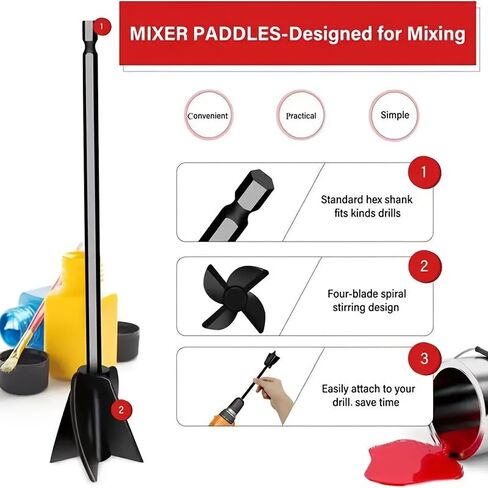 Reusable Paint Mixer Epoxy Resin Mixer Attachment | Small Plastic Mixer Paddle, Durable Non-Stick Easy to Clean Design, Comfortable Grip, Achieves Efficient and Smooth Mixing, Suitable for Epoxy Resin in Kuwait