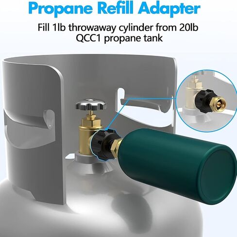 Propane Refill Adapter for 20lb Tanks - Low Pressure Gas Connection for QCC1/1 Type Propane Tanks and 1lb Disposable Cylinders, Copper Alloy Material, Gas Refill Solution|Durable Construction in Kuwait