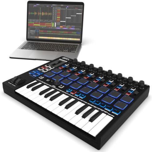 Reloop Keypad Pro Compact USB-MIDI 4-In-1 DAW Workstation Controller Bundle with Auray FP-P1L Universal Piano-Style Sustain Pedal in Kuwait
