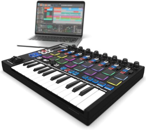 Reloop Keypad Pro Compact USB-MIDI 4-In-1 DAW Workstation Controller Bundle with Auray FP-P1L Universal Piano-Style Sustain Pedal in Kuwait