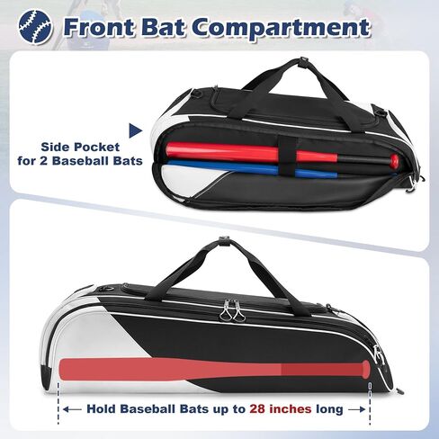 DSLEAF Youth Baseball Duffle Bag for 2 Bats, Small Softball Gear Bag with Separate Shoe Compartment for Youth Baseball Gear & Equipment in Kuwait