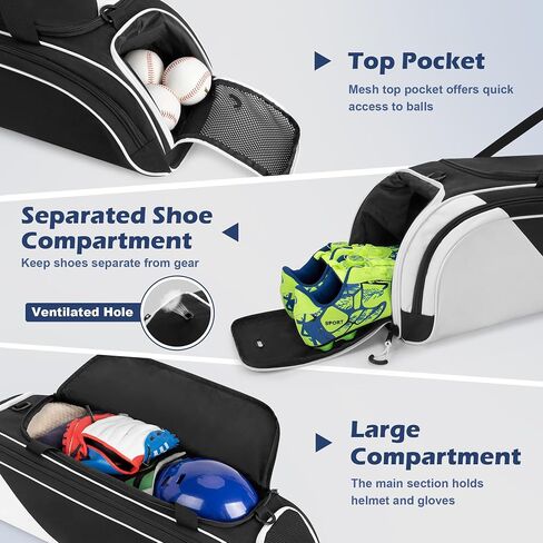 DSLEAF Youth Baseball Duffle Bag for 2 Bats, Small Softball Gear Bag with Separate Shoe Compartment for Youth Baseball Gear & Equipment in Kuwait