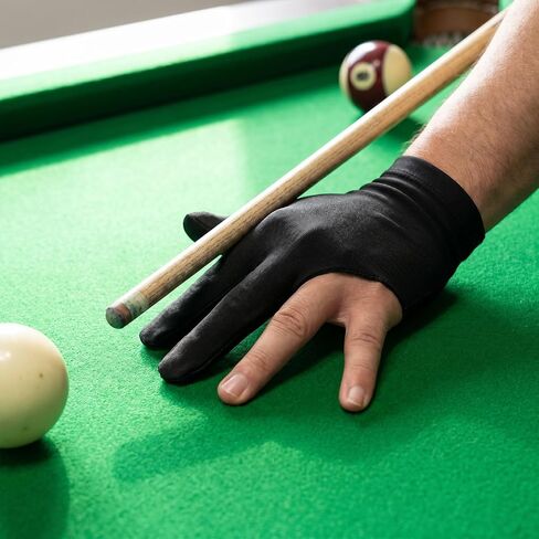 10 Pcs Pool Gloves Left and Right Hand, Universal Billiard Gloves | Three Finger Nylon Table Billiards Glove Breathable Elastic Cue Sports Glove Sports Accessories for Women Men (Black, Blue) in Kuwait