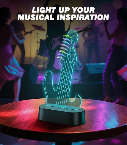 MoKo Light Up Guitar Pick Holder, 7-Color Changing LED Guitar Pick Display, Adjustable Brightness, USB Powered, Holds 8 Picks, Guitar Gifts for Men/Players/Musicians, Guitar Accessories in Kuwait