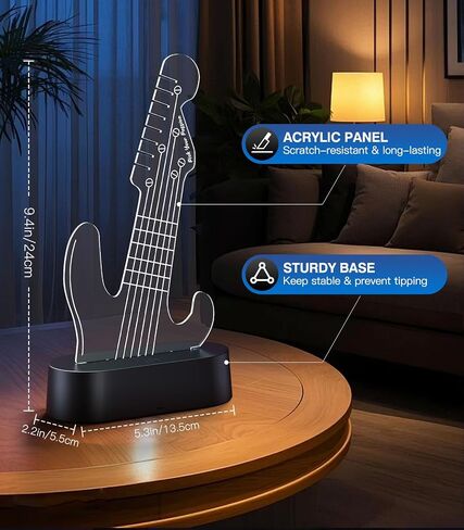 MoKo Light Up Guitar Pick Holder, 7-Color Changing LED Guitar Pick Display, Adjustable Brightness, USB Powered, Holds 8 Picks, Guitar Gifts for Men/Players/Musicians, Guitar Accessories in Kuwait