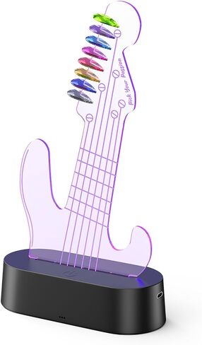 MoKo Light Up Guitar Pick Holder, 7-Color Changing LED Guitar Pick Display, Adjustable Brightness, USB Powered, Holds 8 Picks, Guitar Gifts for Men/Players/Musicians, Guitar Accessories in Kuwait