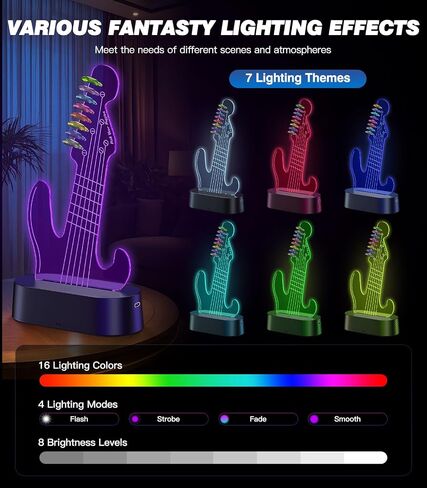 MoKo Light Up Guitar Pick Holder, 7-Color Changing LED Guitar Pick Display, Adjustable Brightness, USB Powered, Holds 8 Picks, Guitar Gifts for Men/Players/Musicians, Guitar Accessories in Kuwait