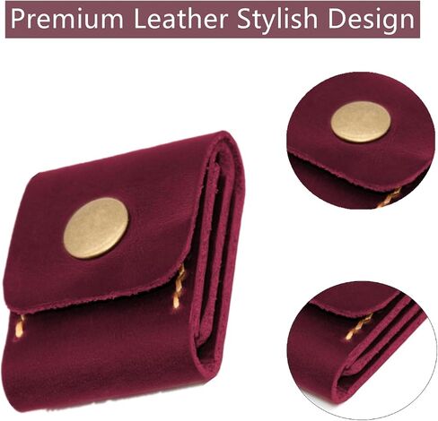 2 Pcs Handmade Leather Guitar Pick Holder – Vintage Button Closure for Acoustic/Electric Picks – Stylish Multi-Slot Organizer – Premium Gift for Musicians & Enthusiasts in Kuwait