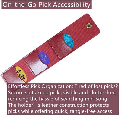 2 Pcs Handmade Leather Guitar Pick Holder – Vintage Button Closure for Acoustic/Electric Picks – Stylish Multi-Slot Organizer – Premium Gift for Musicians & Enthusiasts in Kuwait