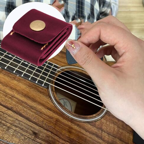 2 Pcs Handmade Leather Guitar Pick Holder – Vintage Button Closure for Acoustic/Electric Picks – Stylish Multi-Slot Organizer – Premium Gift for Musicians & Enthusiasts in Kuwait