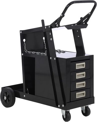 Heavy Duty Dual Welding Cylinder Cart – 440 lb Capacity, Rolling Oxygen Acetylene Gas Cylinder Trolley – 8" & 10" Wheels, Safety Chains – Industrial Cutting & Welding – Gas Cylinder Trolley in Kuwait