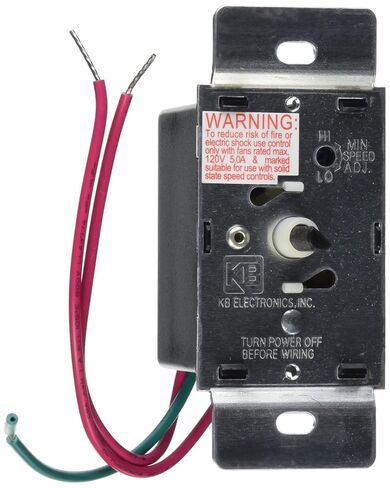 KB Electronics Model KBWC-15K (UL) للتحكم في مروحة السرعة المتغيرة، حامل على الحائط، تصنيف 5.0 أمبير @ 120 فولت تيار متردد للاستخدام مع القطب المظلل ومحركات PSC in Kuwait