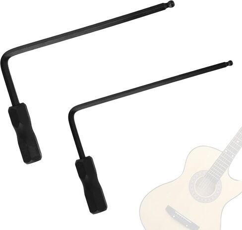 2pcs Guitar Wrench for Martin Acoustic Guitars, 4mm/0.16in & 5mm/0.2in Guitar Truss Rod Wrench Set Ball End Hex Key Intonation Tool Setup Kit for Deep Narrow Neck Adjustment (Black) in Kuwait
