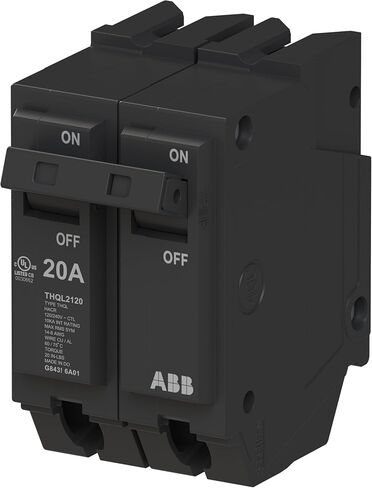 قاطع الدائرة ABB Q-Line® THQL2120 • قاطع مزدوج القطب 20 أمبير • 120/240 فولت تيار متردد • تصنيف مقاطعة 10 kAIC • قاطع توصيل مغناطيسي حراري لمراكز التحميل in Kuwait
