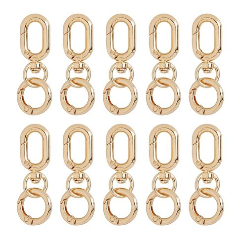 Framendino, 10 Sets Double Opening Swivel Clasp Clips Metal Lobster Claw Clasps Snap Hooks Keychain Clip with Key Ring for DIY Crafts (Silver) in Saudi Arabia